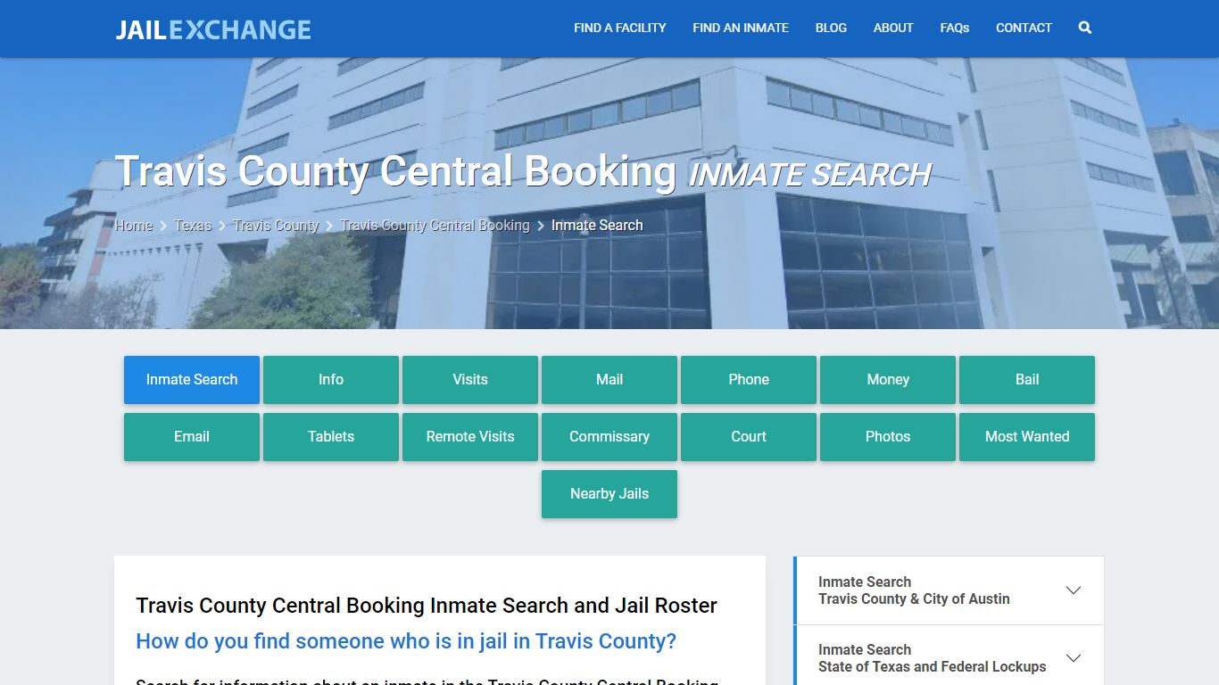 Travis County Central Booking Inmate Search - Jail Exchange